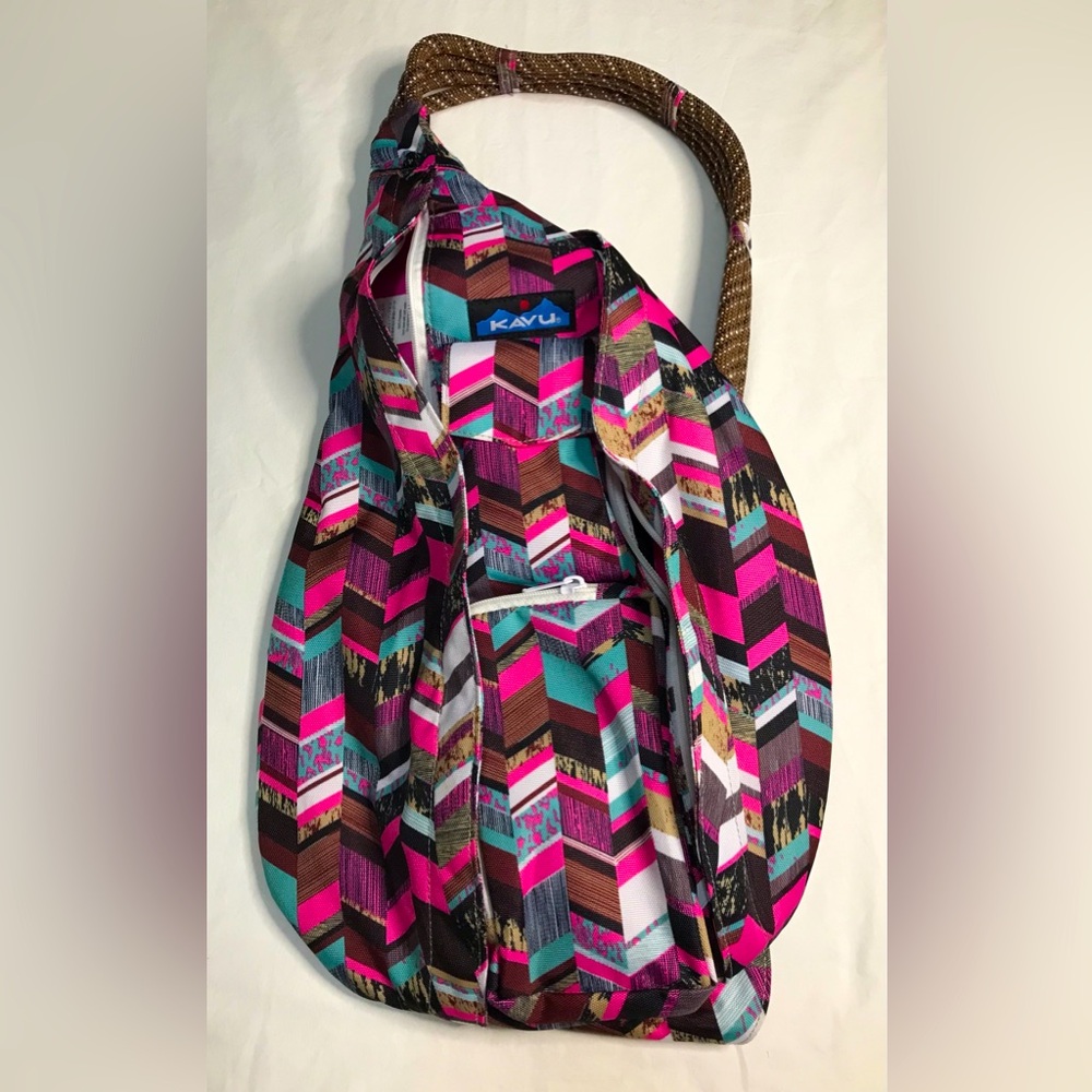 KAVU original Rope Sling Compact Lightweight Crossbody Bag Sunset Blocks
